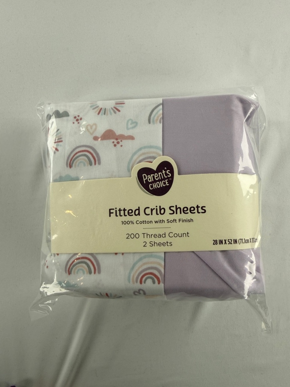 Parents Choice Lavender Rainbow Fitted Crib Sheets - 2 Pack